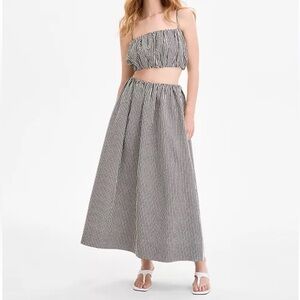 French Connection Women's Pull-On Gingham Midi Skirt + Crop Top (XS)